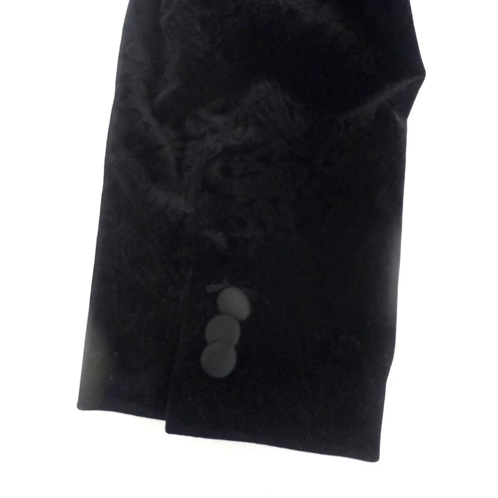 Alan Flusser Mens 48R Black Paisley Velvet Tuxedo Blazer Floral Lined *FLAW